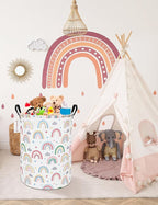 QUEENLALA Large Storage Basket,Laundry Hamper/Bathroom/Home Decor/Collapsible Round Storage Bin,Boys and Girls Hamper/Boxes/C