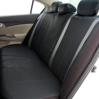 FH Group Car Seat Cover Black Full Set Deluxe Leatherette Protector Interior Accessories Universal Fit Full Set - Airbag Comp