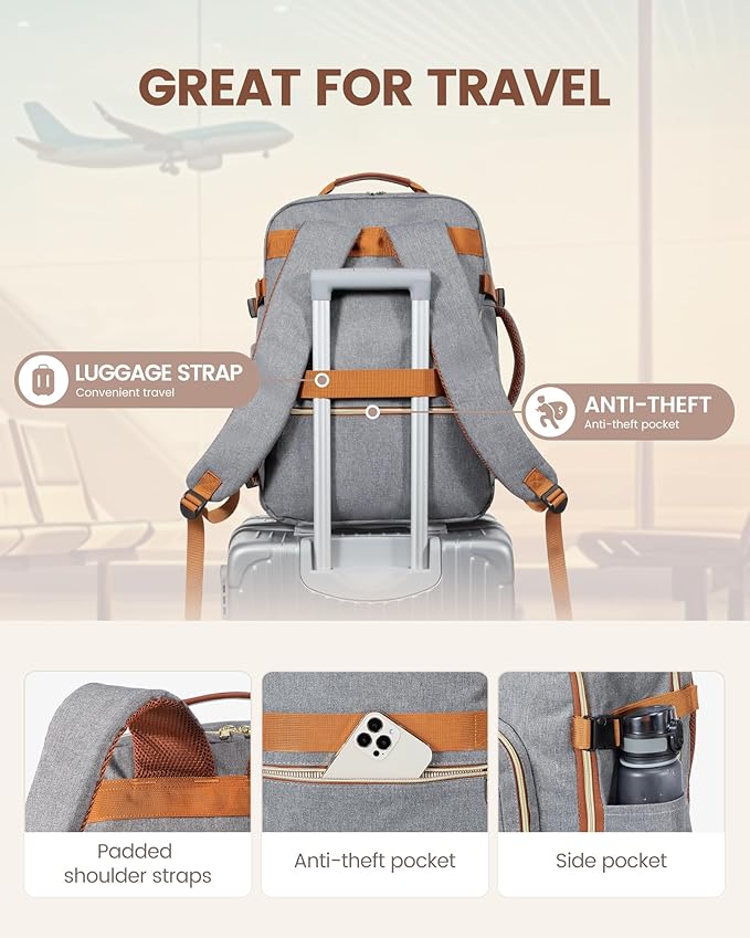 LOVEVOOK Travel Backpack for Women & Men 40L,Airline Approved Carry On Backpack Travel Essentials,TSA Carry on Luggage,Waterp