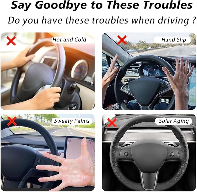 for Tesla 2017-2023 Model 3 and 2020-2024 Model Y Steering Wheel Cover Trim Interior Decoration Protection Accessories(M3/My-Red)