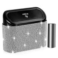 NBTEPEM Bling Car Trash Can with Lid, Mini Auto Garbage Can with 30 Trash Bags, Leakproof Automotive Garbage Container Bin, Bling Car Accessories Trash Can for Women (Silver Diamond)