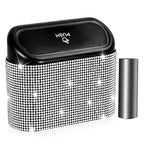 NBTEPEM Bling Car Trash Can with Lid, Mini Auto Garbage Can with 30 Trash Bags, Leakproof Automotive Garbage Container Bin, Bling Car Accessories Trash Can for Women (Silver Diamond)
