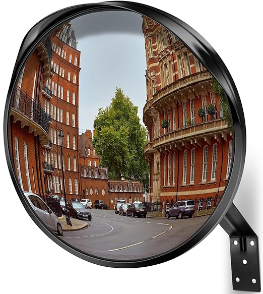 Acrylic Convex Traffic Mirror, 12 inch Adjustable Wide Angle View Curved Security Mirror for Driveway, Park, Garage, Corners and Blindspot(Support Indoor and Outdoor)