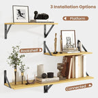 Axeman Floating Shelves | 8 Inch Deep Oak Wall Shelves Set of 2 | 16W x 8D Rustic Wood Shelves for Bookshelf Living Room Bedr