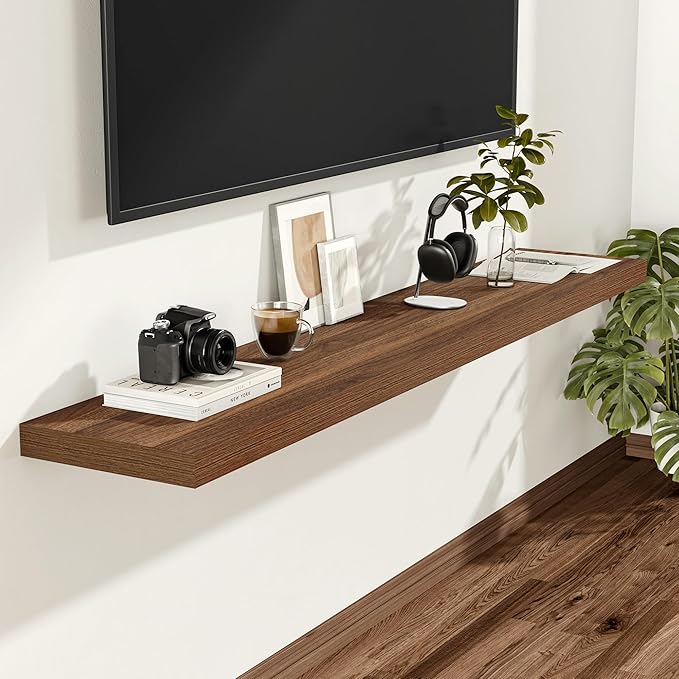 Vivelove Rustic Floating Shelves for Wall 12 Inch Deep, 47.2" X 12" X 1.5" Floating Shelf, 2 Inch Thick Shelf for Living Room