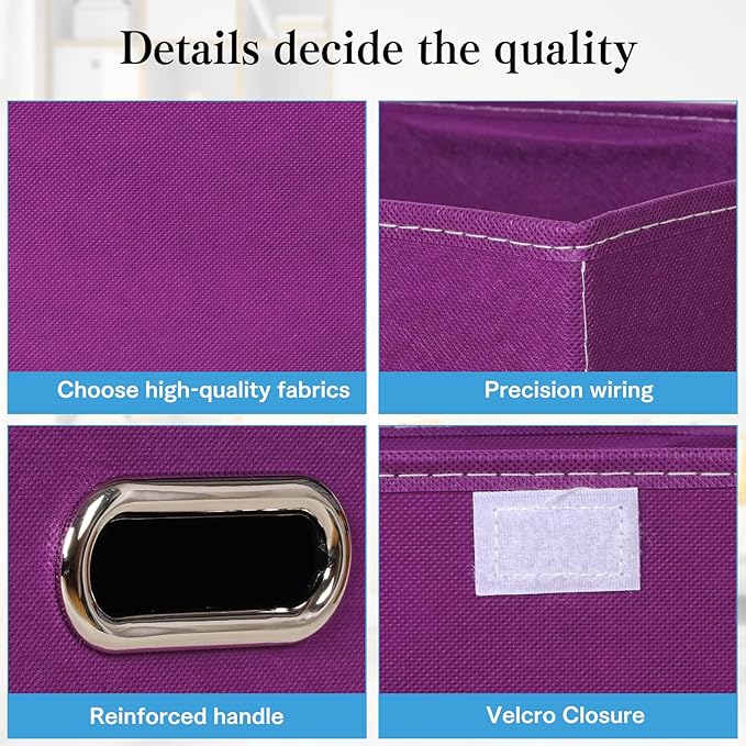 STOREONE Fabric Storage Cube Bins Foldable Organizer Container Collapsible Basket with Lids and Metal Handles, for Home, Bedr