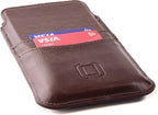 Dockem Provincial Wallet Sleeve for iPhone 17-11, 17-12 Pro, 17e, 16e, XR (6.1/6.3 inch) – Vintage Vegan Leather Pouch Cover with 2 Card Holder Slots [Brown]
