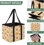 Kawaii Fast Food Reusable Grocery Bags Large Shopping Tote Bag with Reinforced Bottom Board, Water Resistant Foldable Storage