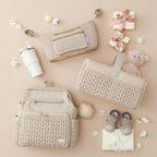 Luxurious Baby Diaper Caddy, Nursery Storage Basket for Newborn Essentials, Travel Baby Basket for Diapers Baby Wipes, Organi