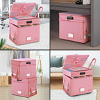 DocSafe File Box with Lock,Multi-Layer Fireproof Document Box Collapsible File Storage Organizer with Pockets/Handle,Large Po