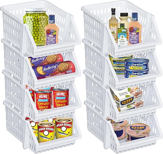 Skywin TidyFriend Small Stackable Storage Bins for Toy Organizer and Storage 8 Pack, Toy Storage Organizer for Kids Room and 