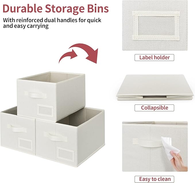 GRANNY SAYS Closet Organizer Bins with Label Holder, Fabric Storage Baskets, Foldable Storage Bins for Living Room, Decorativ