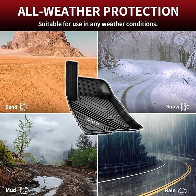 LASFIT Floor Mats for Ford Bronco Sport 2026 2025 2024 2023 2022 2021 Carpet Floor All Weather Protector Custom Fit TPE Car Liners, No Sliding, No Curling