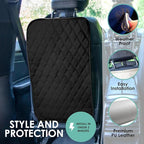 FH Group Faux Leather Auto Seat Back Kick Protectors –2 Pack Diamond Stitched Back Seat Protector for Driver and Passenger Se
