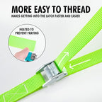Cartman 1" x 12'Lashing Straps Cargo Tie-Down Strap Up to 600lbs, 6pk in Carry Bag, Green