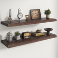 RICHFOCUS Live Edge Elm Floating Shelves - 40" W x 9.3" D Rustic Solid Wood Wall Shelves with Invisible Bracket, Wall-Mounted