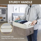 BALEINE 3 Pack Fabric Closet Storage Bins for Shelves, Linen Closet Organizers and Storage, Decorative Baskets for Organizing