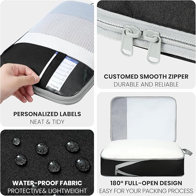 Compression Packing Cubes for Travel, Lightweight Vacation Travel Essentials, Travel Accessories for Suitcase Organizer Bags 