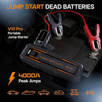 ReelCharge - Veratek V10 Pro 4000A Car Battery Jump Starter Portable (10.0L Gas & 8.0L Diesel) - 12V Lithium Battery Booster
