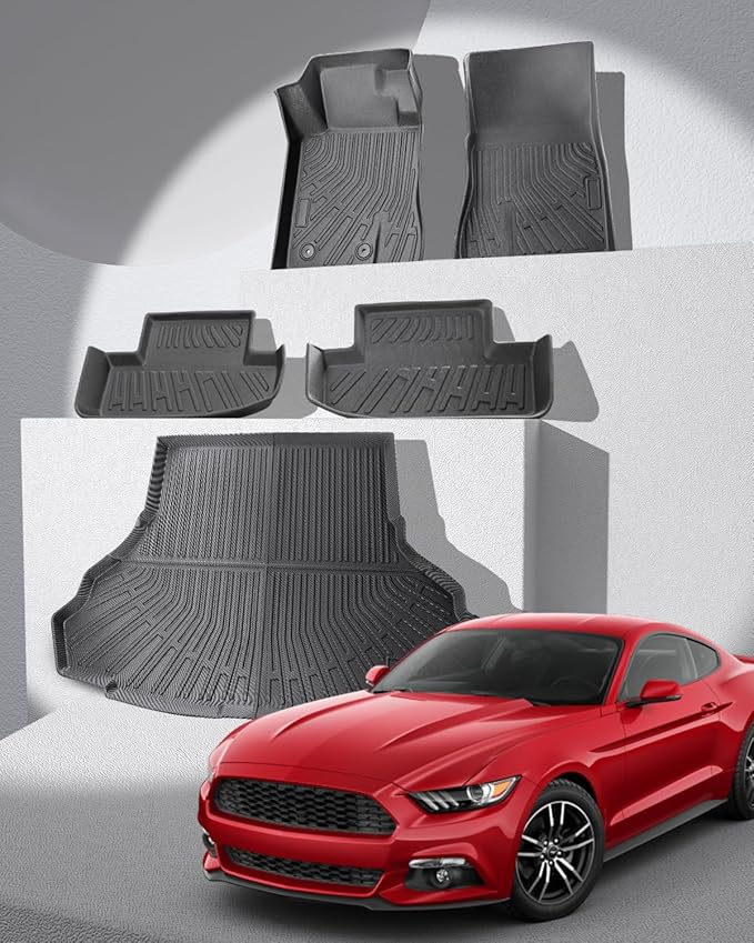 CARxion® for Ford Mustang Floor Mats & Cargo Liner (2015-2024 2025 2026, 5PCS Full Set, Not for Mach-E)