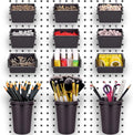 G.CORE 12 Pack Pegboard Bins PegBoard Cups with Hooks & Loops, Peg Board Hooks Assortment Organizer Accessory, Various Tools 