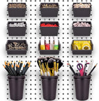 G.CORE 12 Pack Pegboard Bins PegBoard Cups with Hooks & Loops, Peg Board Hooks Assortment Organizer Accessory, Various Tools 