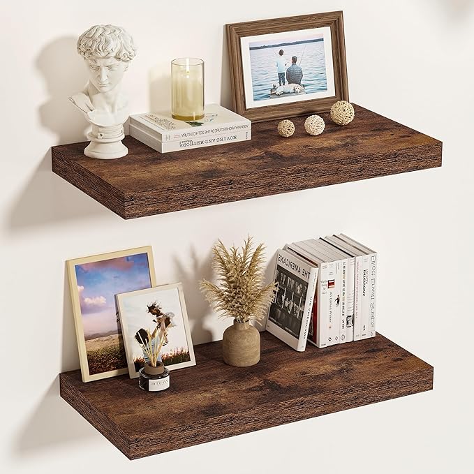 Vivelove 12 Inch Deep Floating Shelves for Wall, 16" Long Wall Shelves with Invisible Brackets, for Living Room Bedroom Bathr