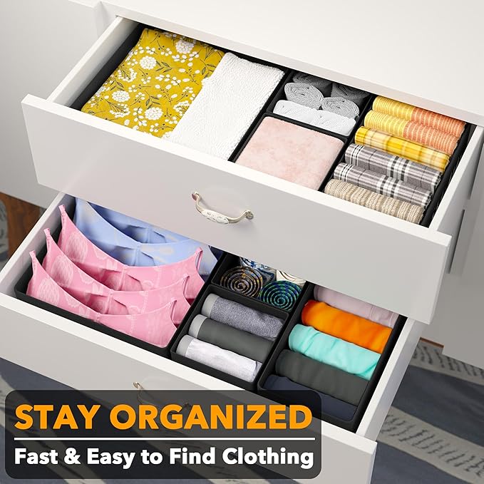 SpaceAid Drawer Organizer Clothes, 12 Pack Dresser Organizer Bins for Nursery, Closet Organization and Storage Dividers for C