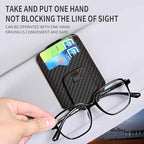 Leather Car Sun Visor Organizer with Sunglass Holder, Multifunctional Eyeglasses Ticket Credit Card Clip and Bills Storage Pocket, Universal Auto Interior Accessories(Carbon Fiber)