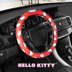 Hello Kitty Steering Wheel Cover by Sanrio, Universal Fit 14.5-15 Inch, Cute Red Car Accessories for Women, Soft Anti-Slip Grip Auto Protector
