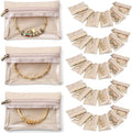 Vlando 33 Pcs Travel Jewelry Case Velvet Jewelry Pouch with Zipper Clear Travel Jewelry Bag Jewelry Travel Organizer for Trav