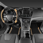 CAR PASS Microfiber Steering Wheel Cover and Waterproof Car Floor Mats,Leather Universal Car Combo Fit for 95% Truck,SUV,Cars