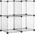 Amazon Basics 4 Cube Wire Grid Storage Organizer, Closet Organizer and Shelves, Stackable, Space-Saving, Easy to Assemble, 14