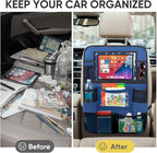 BALEINE Backseat Car Organizer, Back Seat Car Organizers and Storage, Kick Mats Back Seat Protector, Travel Accessories for Most Automotive (2 Pack, Navy)