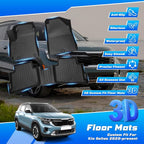 Sunsdrew Floor Mats for 2021-2026 Kia Seltos Accessories, All Weather Floor Liners 1st & 2nd Row Car Mats TPE Rubber Raised Edge