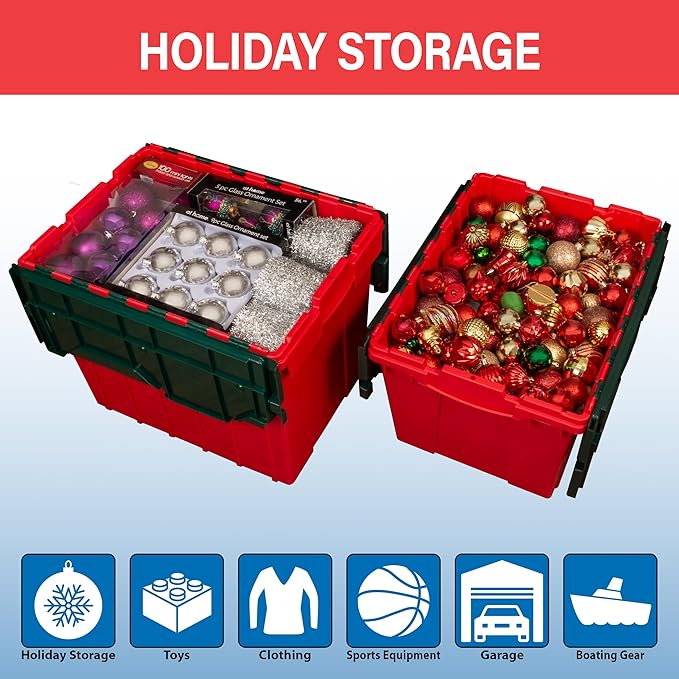 Akro-Mils KeepBox 18 Gallon Storage Container, Nesting and Stackable Plastic Storage Box with Lid Attached, Organizer Tote fo