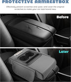 Car Armrest Storage Box,Car Accessories Console Organizers and Storage,Universal Waterproof Leather Console Cover with Cup Holder and Phone Holder,Suitable for Most Cars (Normal, Gray)