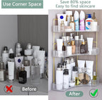 Webetop Corner Bathroom Counter Organizer 3 Tier Bathroom Countertop Organizers Shelf Makeup Organizer for Vanity Perfume Tra