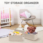 3-Pack Small Storage Baskets for Organizing | Woven Shelf Toy Basket | Rope Baskets for Gifts Empty | Closet Organizer Bins w
