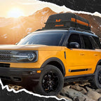 Mockins 50"x36"x4.5" Extendable Car Rooftop Cargo Carrier Rack | 250 Lbs. Capacity Weatherproof Steel Universal Roof Rack Basket | Heavy Duty Car Roof Cargo Carrier Set w/Ratchet Straps & Bungee Net