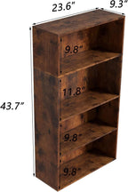 Wooden 4 Tier Book Shelf,4 Cube Storage Organizer,4 Tier Low Bookcase Storage Display Organizer, 44 Inch Versatile Cubes Shel