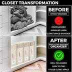 ALCOVA 10 Pack Bed Sheet Organizers and Storage with 1 Bed Sheet Tucker, Linen Closet Organizer Fits Queen & King Sheets