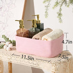 MiniArk Small Storage Baskets for Organizing | Closet Organizer Bins | Shelf Toy Basket | Woven Rope Baskets | Cube Decorativ