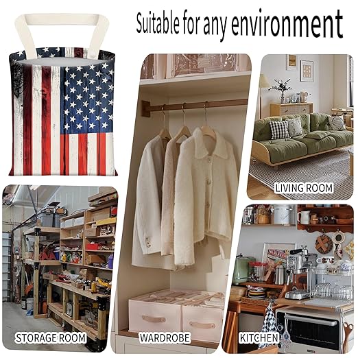 Car Garbage Can, Seat Back Hanging Cute Car Trash Can Bag, Car Organizer and Storage Bag for Travelling, Outdoor Retro American Flag