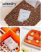 wisedry 5 Gram [60 Packs] Food Grade Silica Gel Packs Rechargeable Desiccant Dehumidifiers Pouches with Color-Indicating