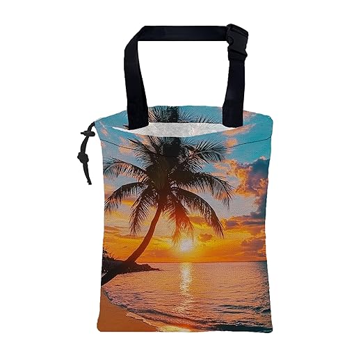 Car Garbage Bag Palm Tree Sunset at a Beach Hanging Canvas Car Trash Bag Drawstring Car Back Seat Organizer for Car Back Front Seat Console with Adjustable Buckle