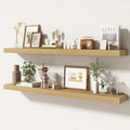 48 Inch Floating Shelves | 6.5 Inch Deep Oak Floating Shelves Set of 2 | 48" W x 6.5" D Rustic Oak Shelves with Invisible Bra