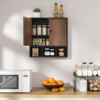 Bathroom Wall Cabinet,Wooden Medicine Cabinet with Fluted Doors Over The Toilet Storage Cabinet with Adjustable Shelf for Bat