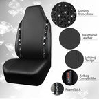 CAR PASS Leather Car Seat Covers High Back Bucket Bling Diamond Front Seats, Waterproof Universal Shining Glitter Crystal Sparkle Fit Model 3 Tesla Model Y, Truck SUV Cute Women Girl, Black Rhinestone