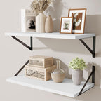 Deep Floating Shelves,24" Wx10 D Floating Shelf for Wall Set of 2,Hanging Storage Shelf with Metal Brackets,Wide Display Wall